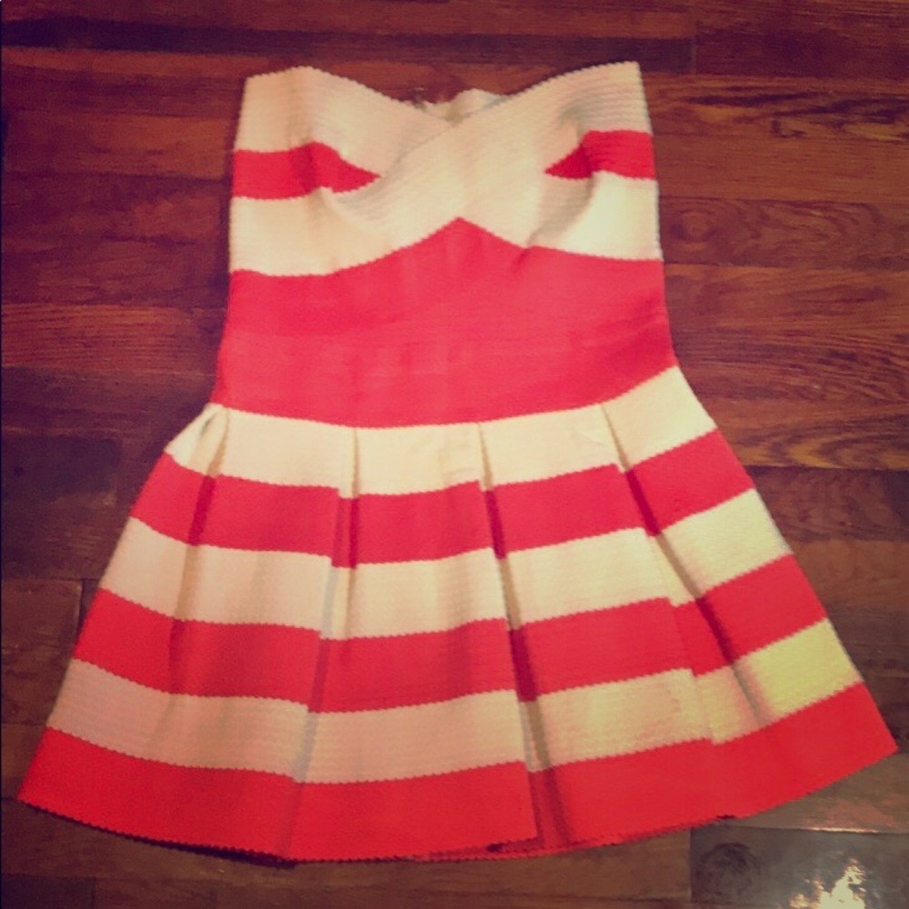 Coral and White Striped Dress
